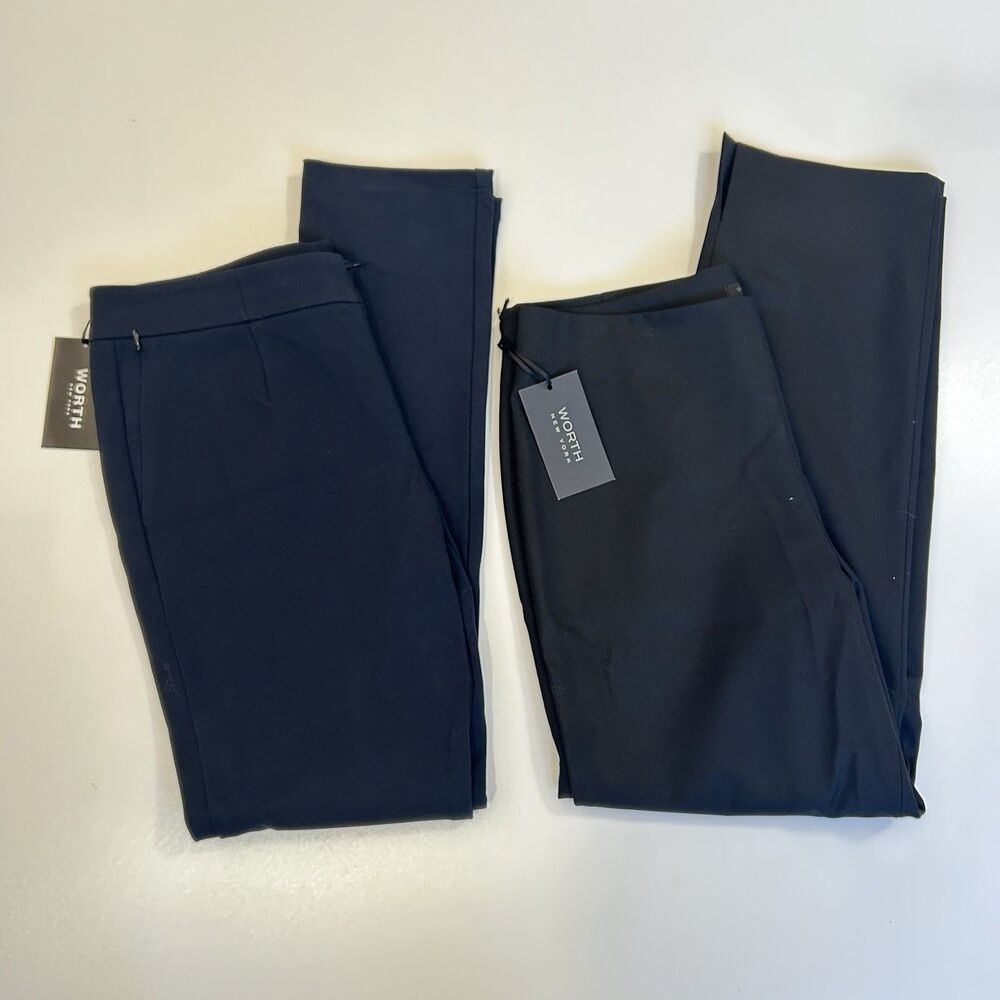 Lot of 2 Worth Dress Pants Black Navy Wool Stretch Office Bundle Women's 10 NWT